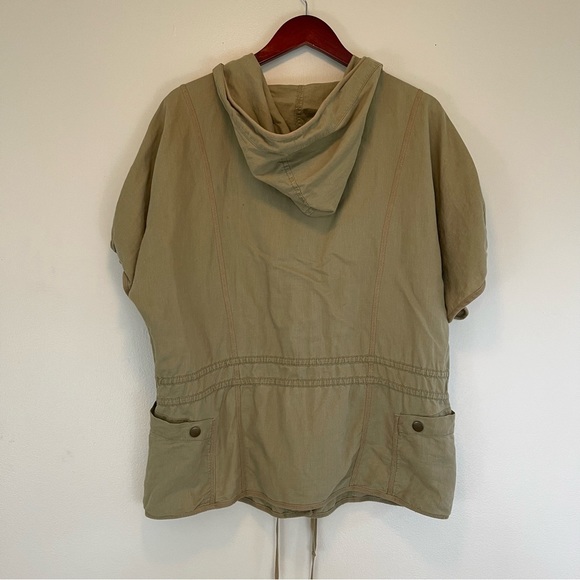 Women’s Free People Vintage Hooded Jacket Short Sleeve Drawstring Size 8 Green - Picture 5 of 11